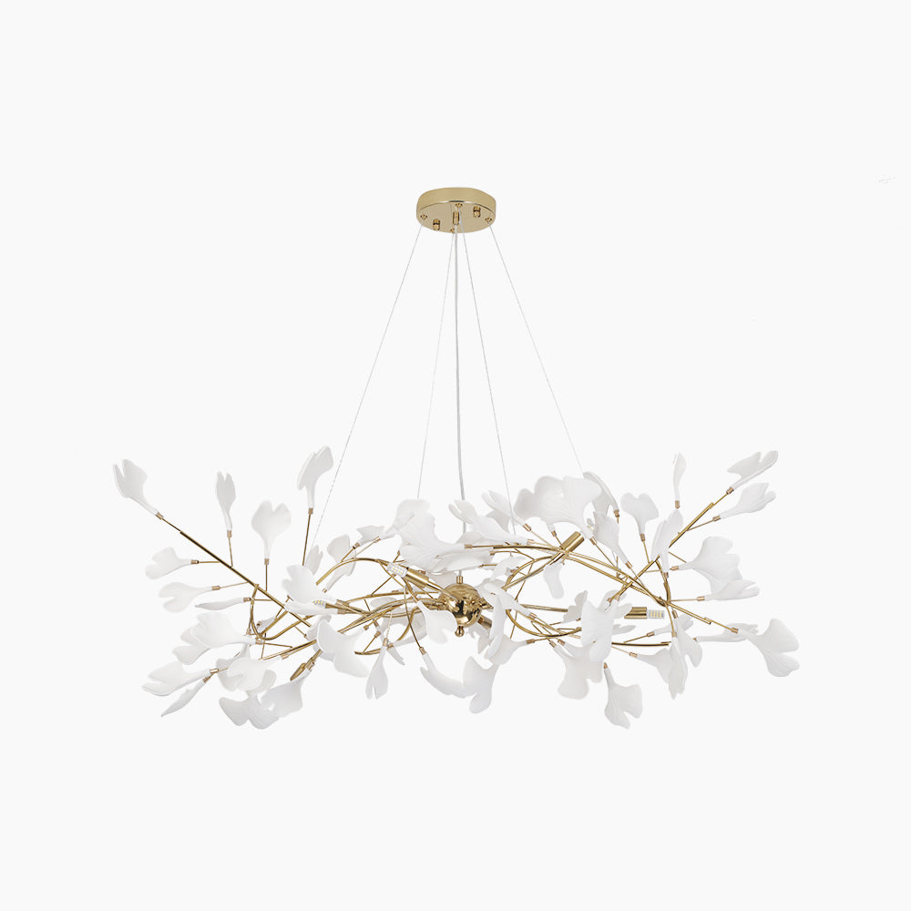 Olivia Luxury Ceramic Chandelier Large Foyer, Gingko leaf, Living Room - Lamp Copper