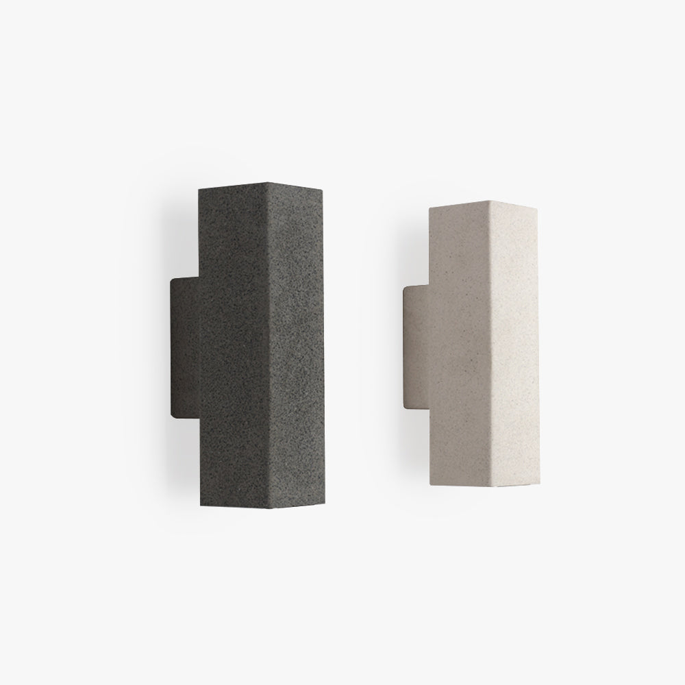 Ray Minimalist Cement Square Outdoor Wall Lamp, White - Lamp Copper