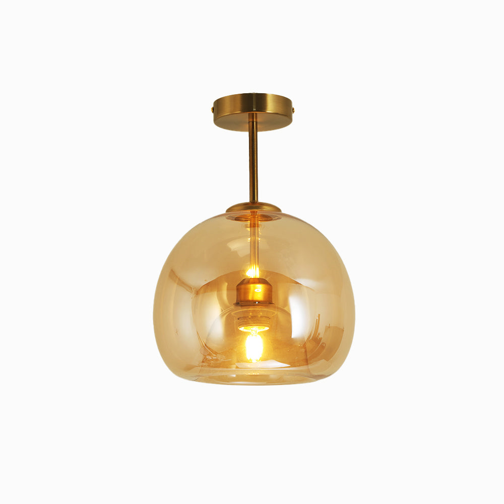Rhea Glass Semi-Flush Mount Ceiling Light/Pendant Light - Lamp Copper