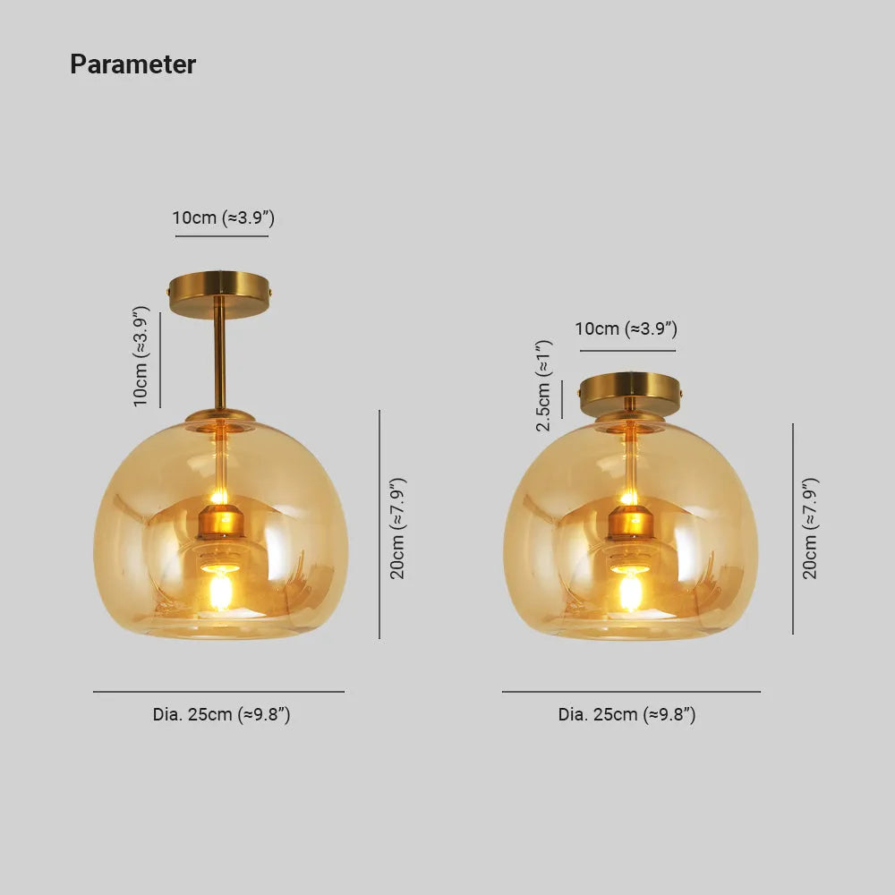 Rhea Glass Semi-Flush Mount Ceiling Light/Pendant Light - Lamp Copper