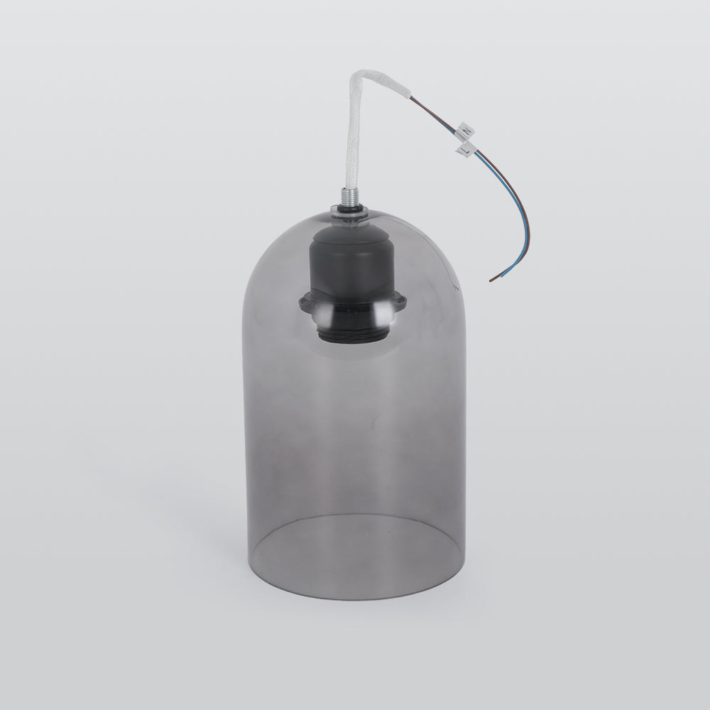 Valentina Modern Cylinder Semi-Flush Mount Clear Glass Ceiling Light, Cognac/Grey - Lamp Copper