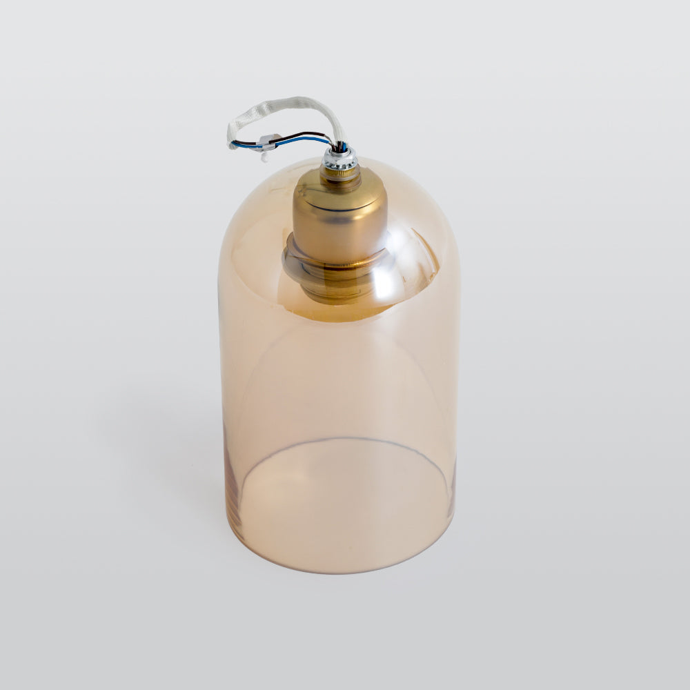 Valentina Modern Cylinder Semi-Flush Mount Clear Glass Ceiling Light, Cognac/Grey - Lamp Copper