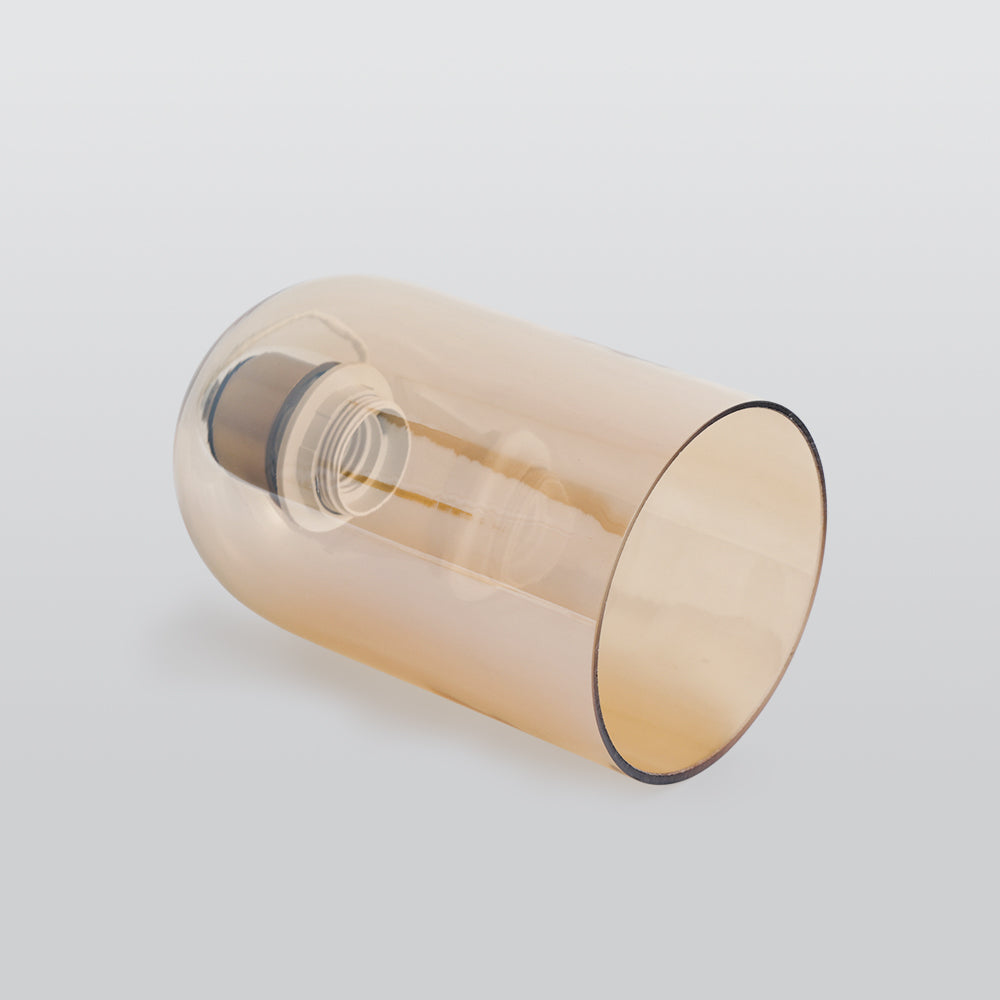 Valentina Modern Cylinder Semi-Flush Mount Clear Glass Ceiling Light, Cognac/Grey - Lamp Copper