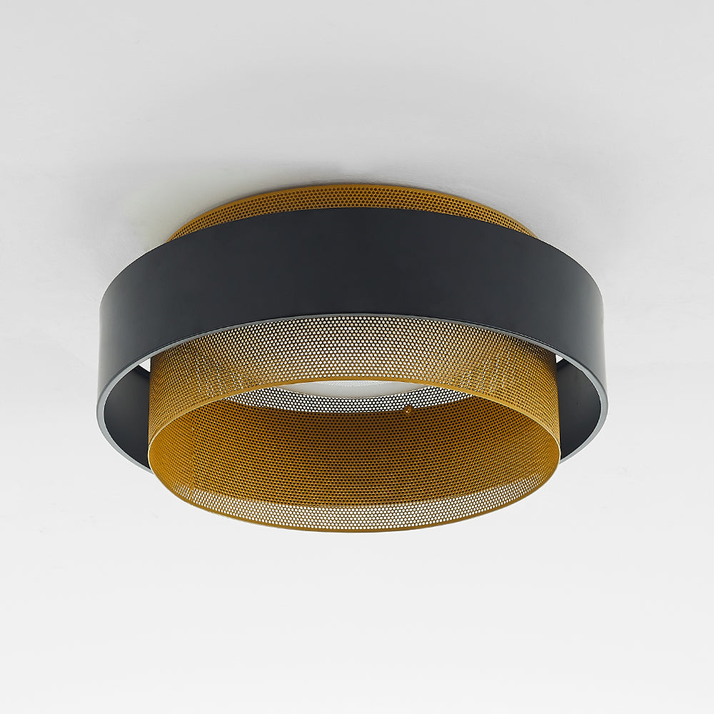 Arisha Modern Ring Metal/Acrylic Flush Mount Ceiling Light, White/Black - Lamp Copper