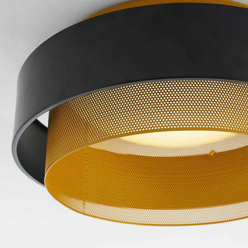 Arisha Modern Ring Metal/Acrylic Flush Mount Ceiling Light, White/Black - Lamp Copper