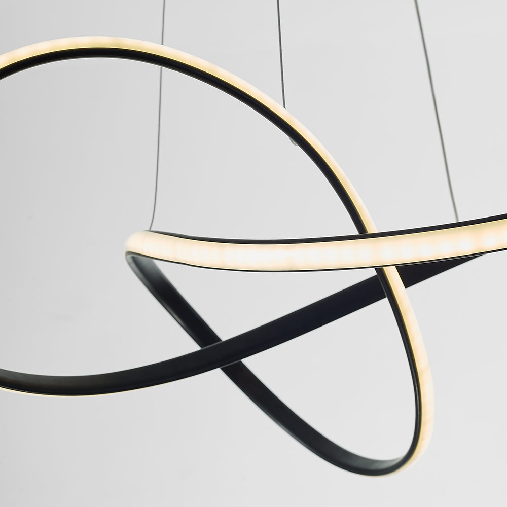 Arisha Pendant Light linear Modern, Acrylic/Metal, Black/White, Dining Room - Lamp Copper
