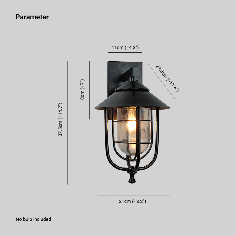 Ray Vintage Lantern Shaped Metal Outdoor Wall Lamp, Black - Lamp Copper