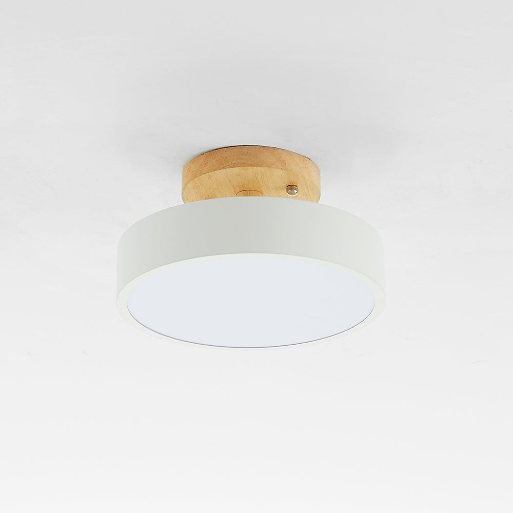 Orya Round LED Flush Mount Ceiling Light Modern Wood Colorful - Lamp Copper
