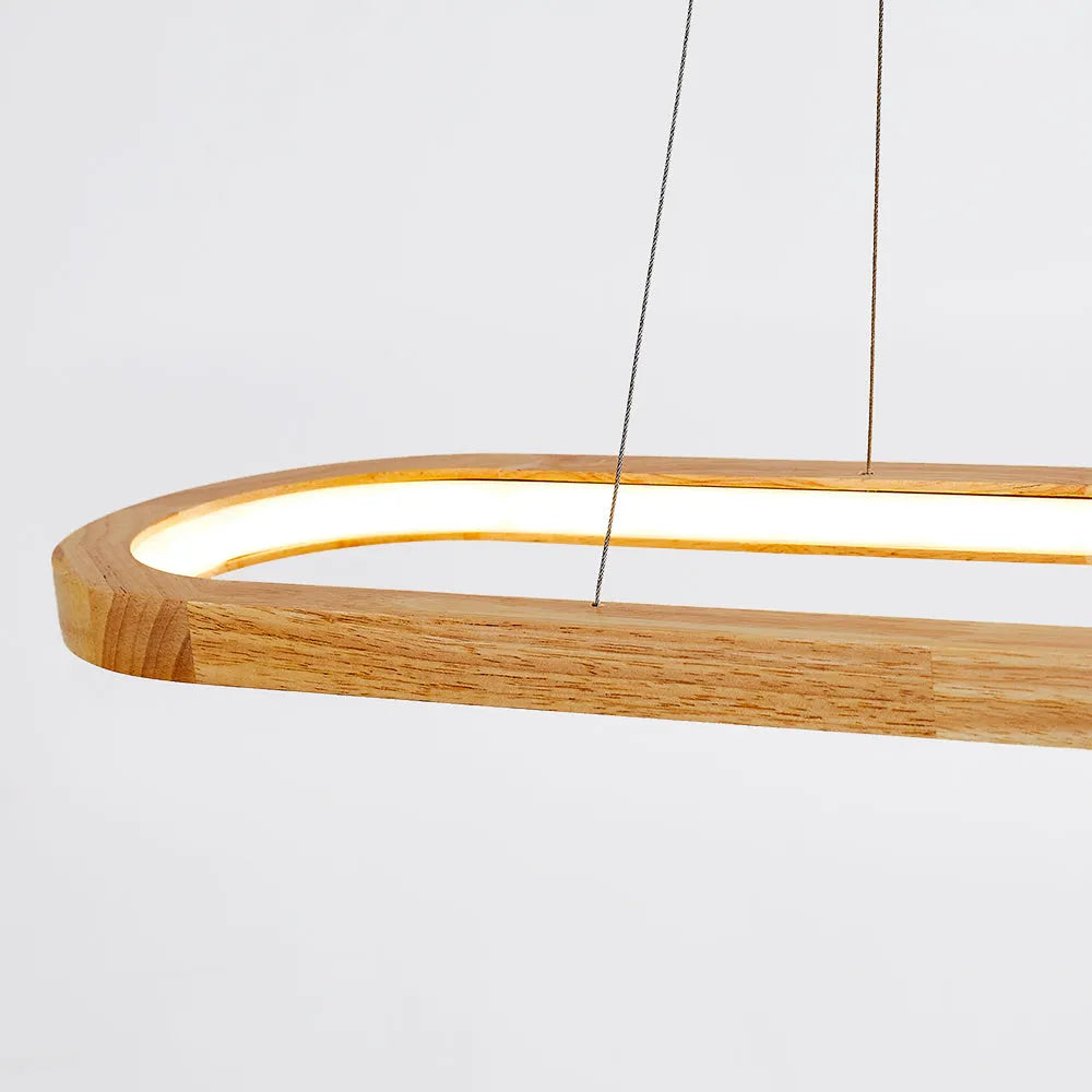 Veon Contemporary Oval Wooden Pendant Light - Lamp Copper