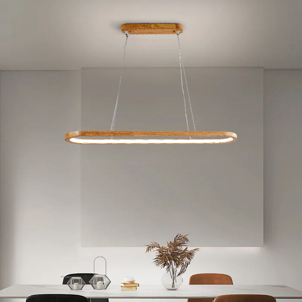 Veon Contemporary Oval Wooden Pendant Light - Lamp Copper