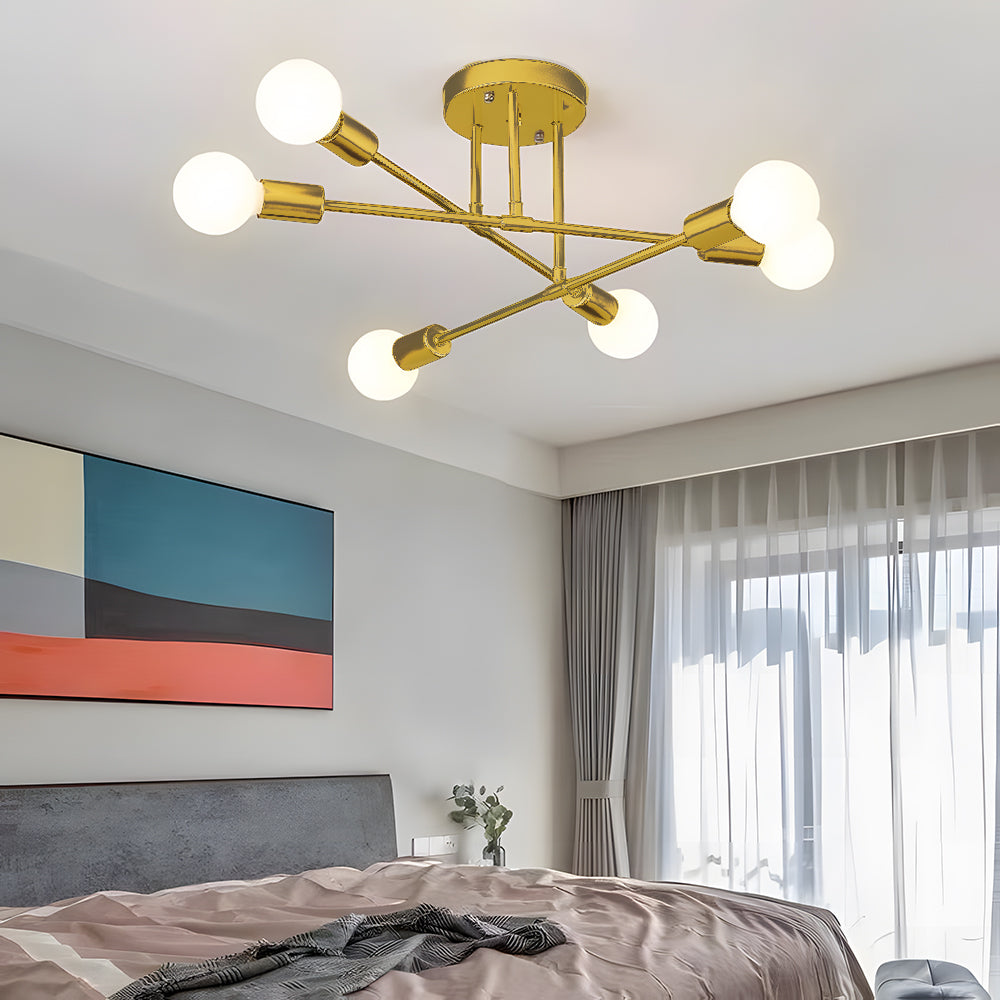 Lindsy Modern Flush Mount Ceiling Light, Gold & Black - Lamp Copper