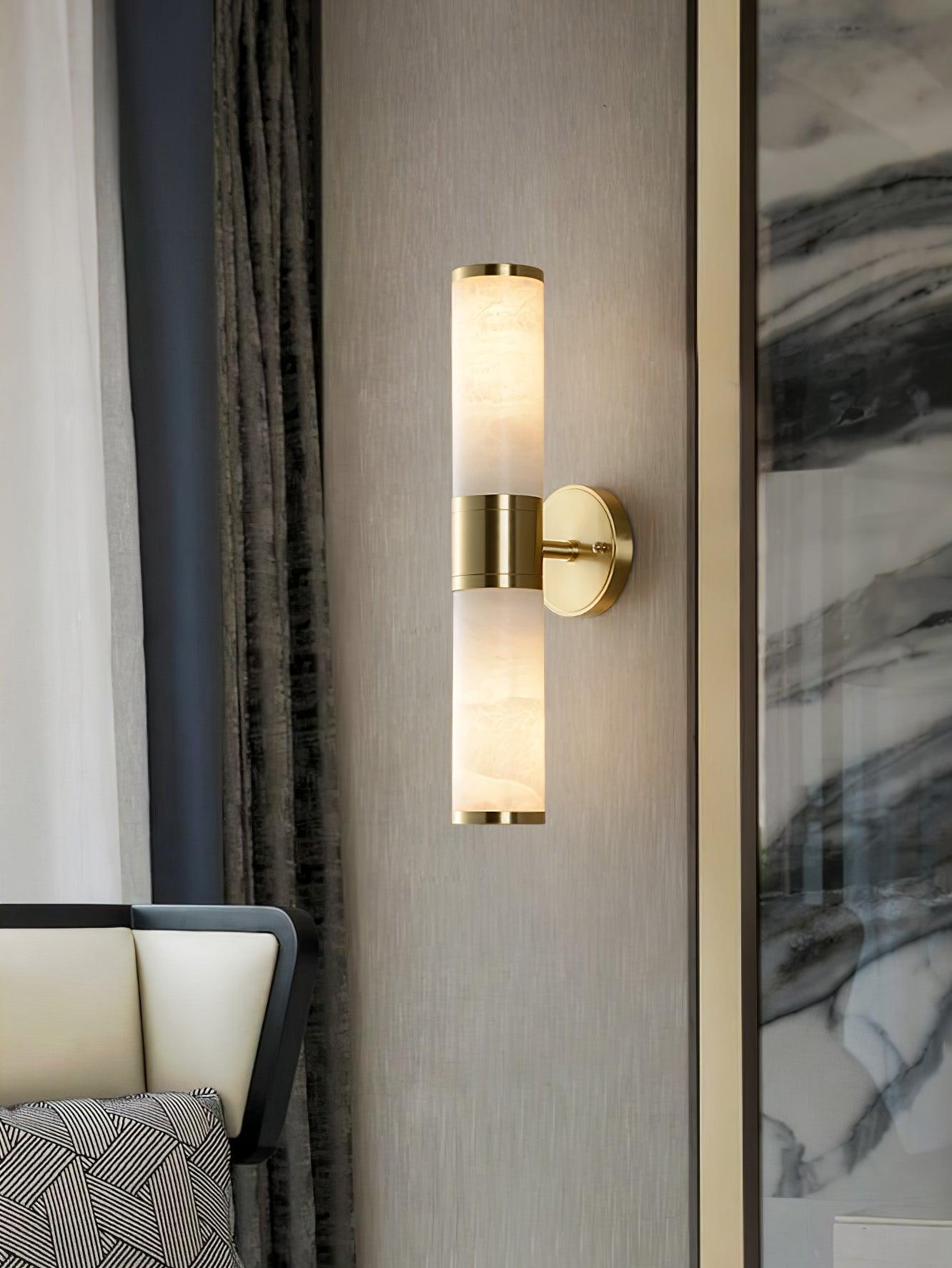 Kaia Minimalist Alabaster Wall Lamp - Lamp Copper