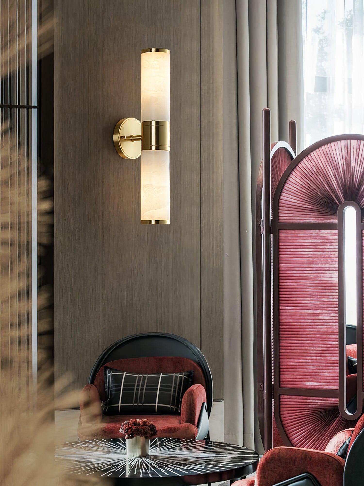 Kaia Minimalist Alabaster Wall Lamp - Lamp Copper