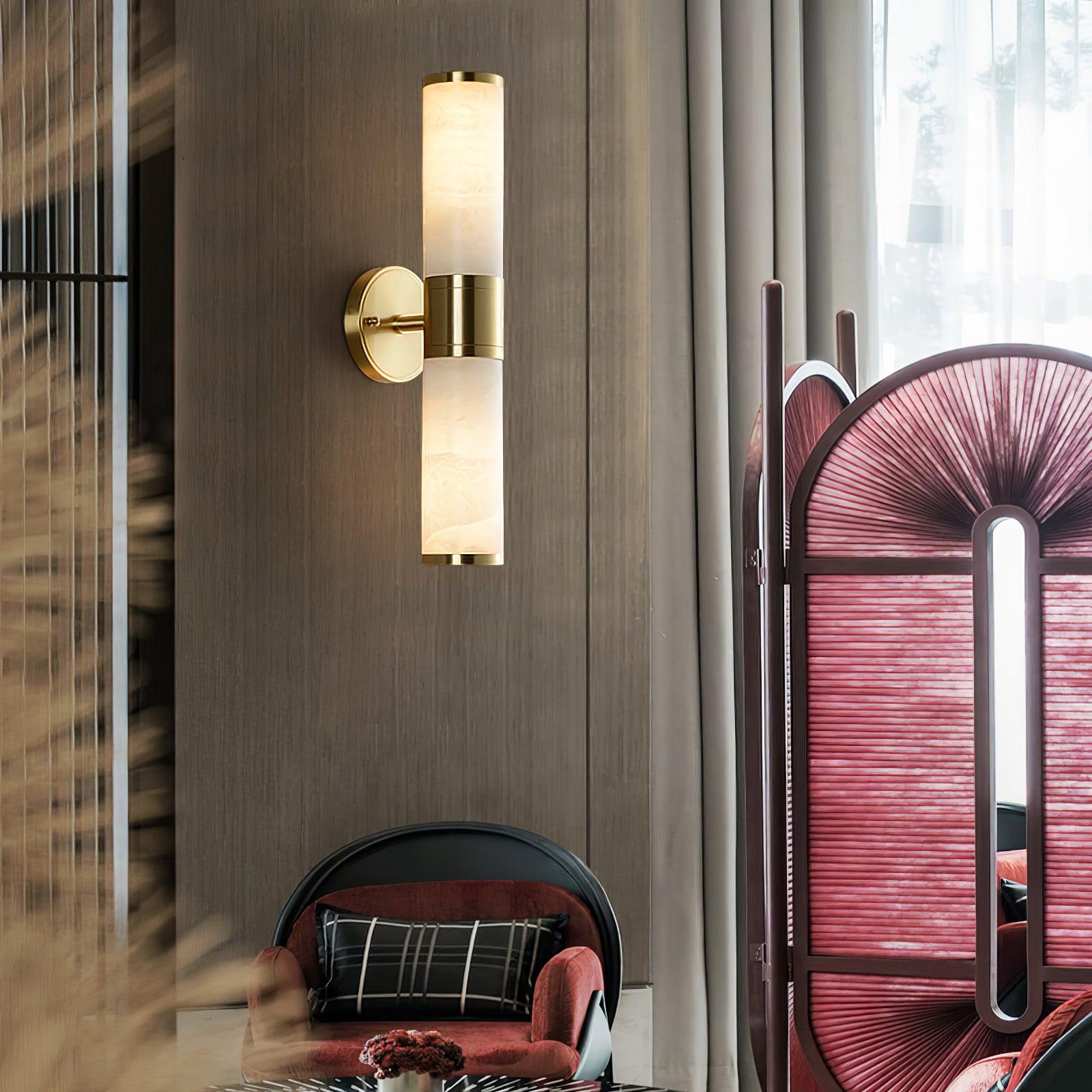 Kaia Minimalist Alabaster Wall Lamp - Lamp Copper