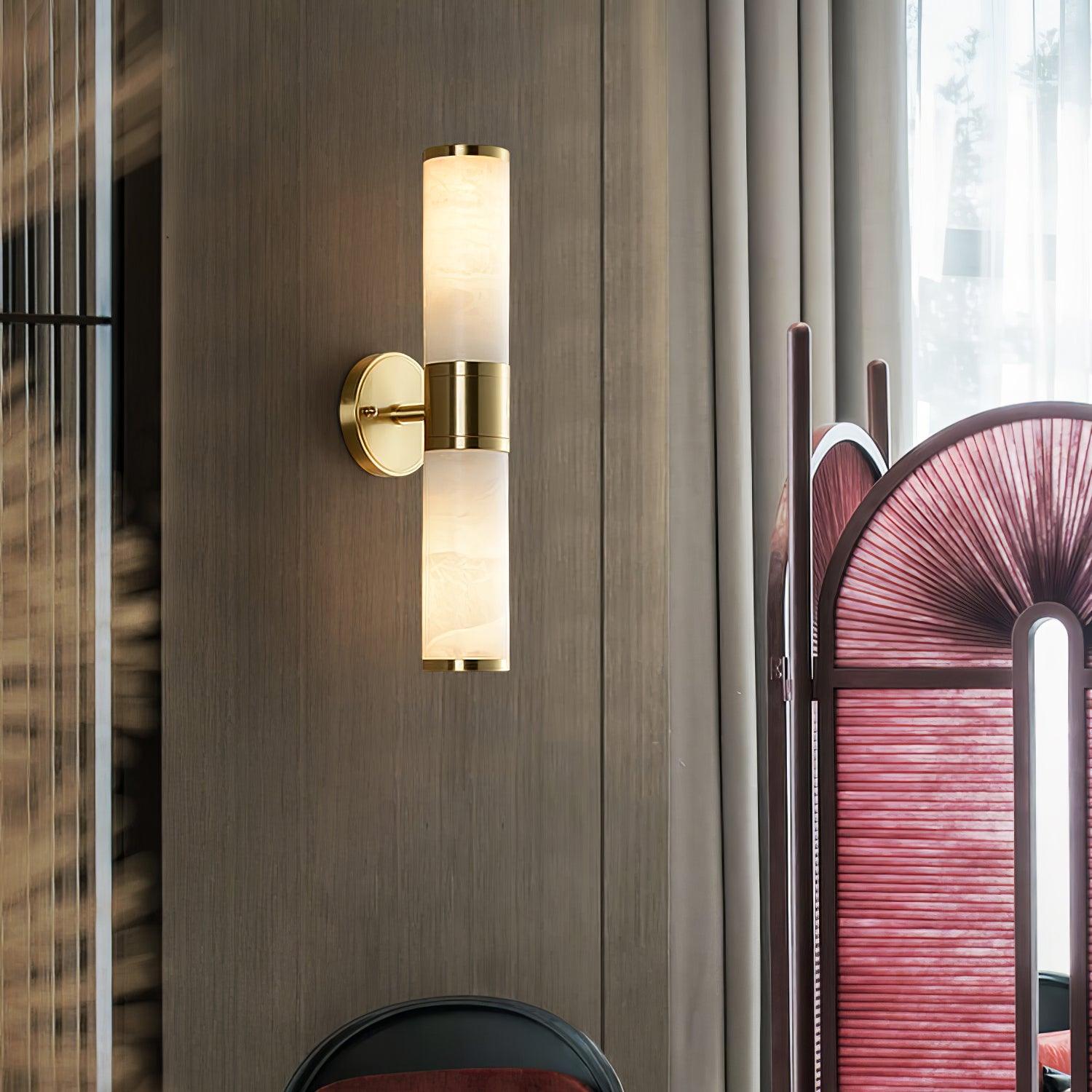 Kaia Minimalist Alabaster Wall Lamp - Lamp Copper