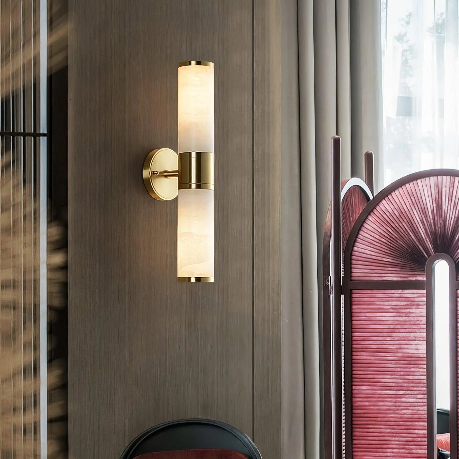 Kaia Minimalist Alabaster Wall Lamp - Lamp Copper