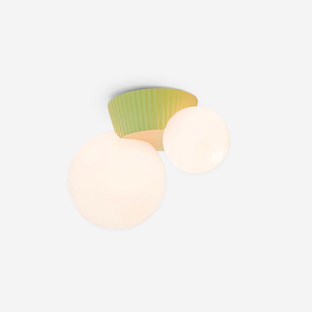 Ceiling Light Playful Asymmetry with Dual Frosted Glass Globes - Lamp Copper