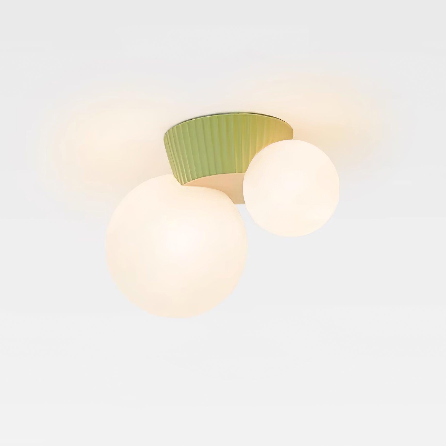 Ceiling Light Playful Asymmetry with Dual Frosted Glass Globes - Lamp Copper