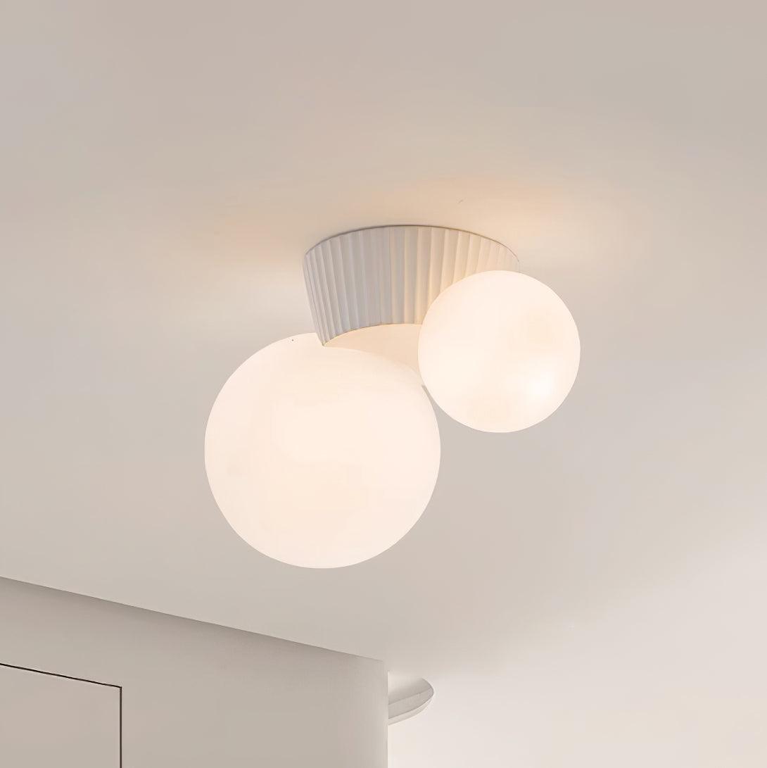 Ceiling Light Playful Asymmetry with Dual Frosted Glass Globes - Lamp Copper