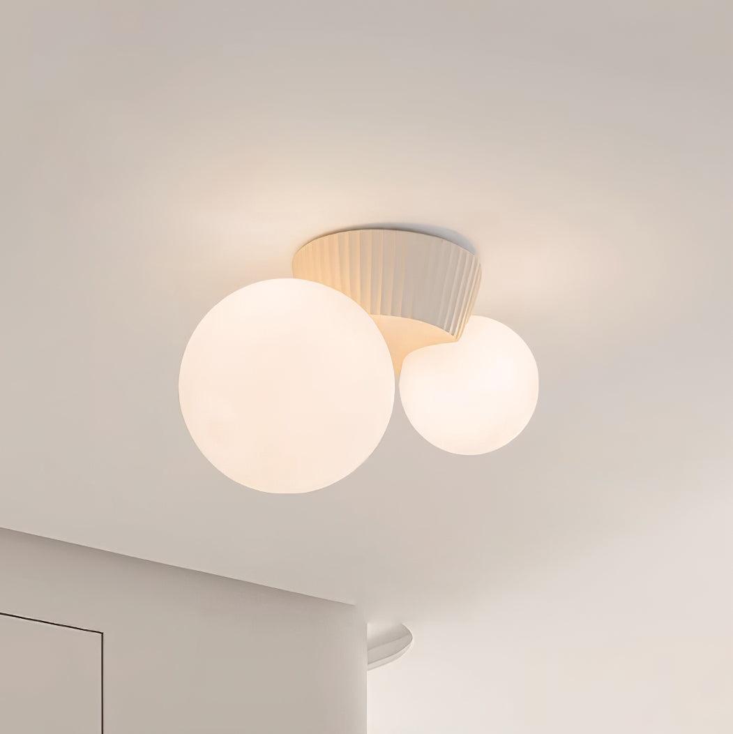 Ceiling Light Playful Asymmetry with Dual Frosted Glass Globes - Lamp Copper