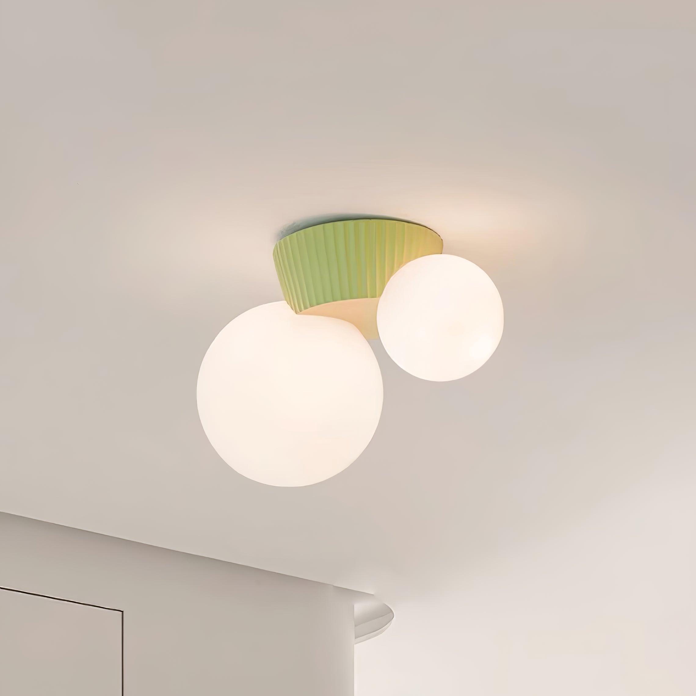 Ceiling Light Playful Asymmetry with Dual Frosted Glass Globes - Lamp Copper