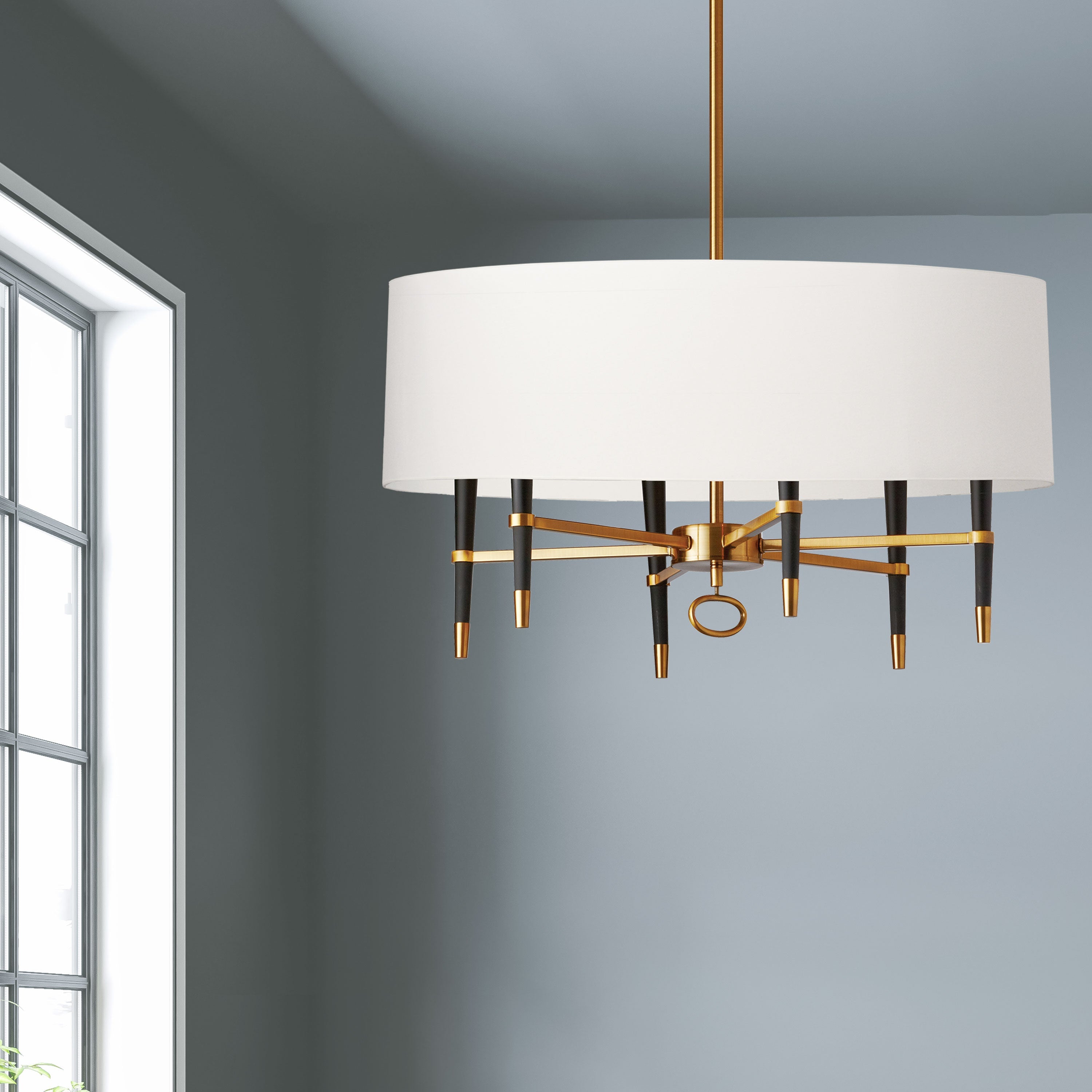 Veshaa Elegance Vintage Brass Fabric Chandelier - Lamp Copper
