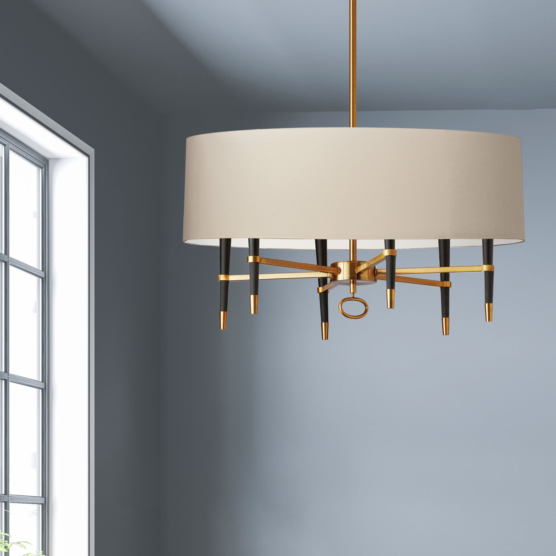 Veshaa Elegance Vintage Brass Fabric Chandelier - Lamp Copper