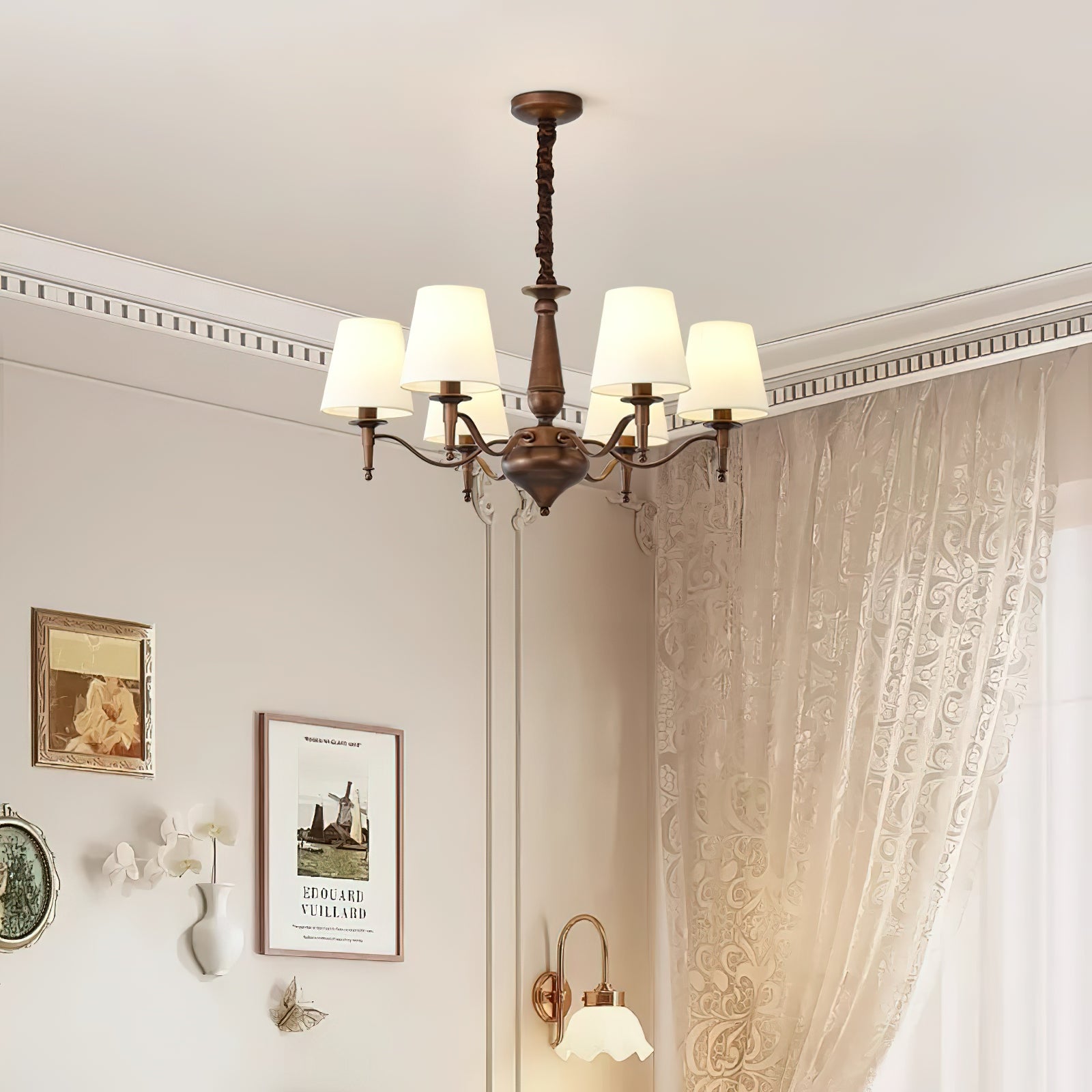 Zosolia Vintage Industrial Luxury Brass Fabric Chandelier - Lamp Copper