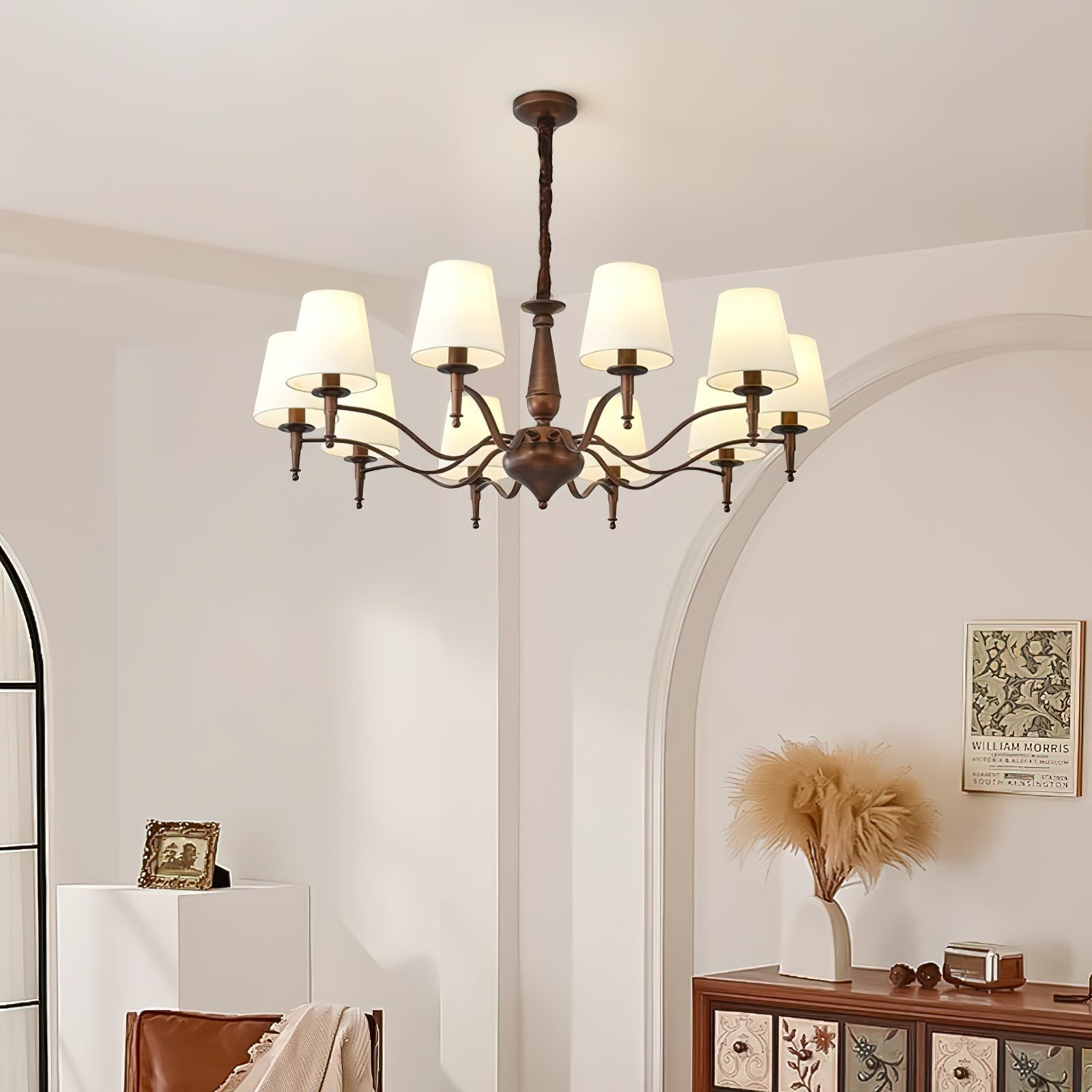 Zosolia Vintage Industrial Luxury Brass Fabric Chandelier - Lamp Copper
