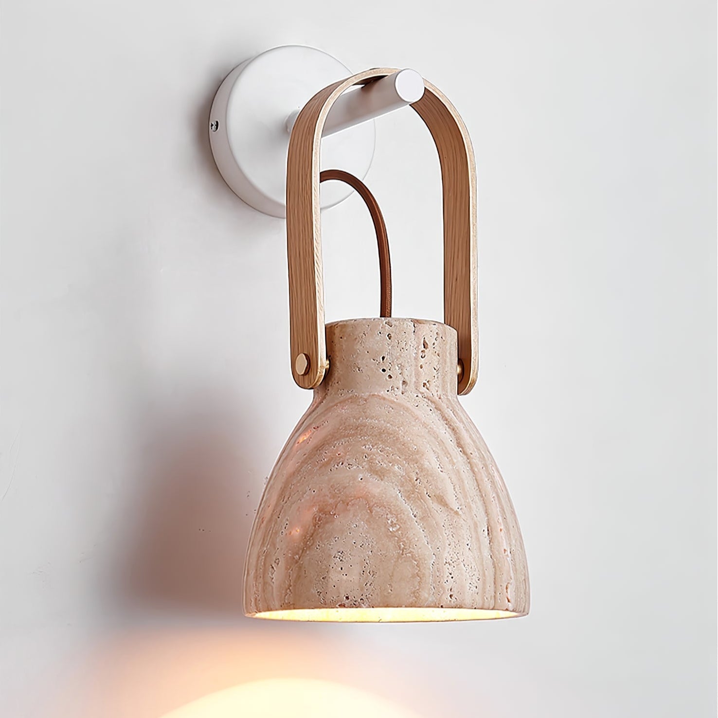 Travertine Lantern Wall Light - Lamp Copper
