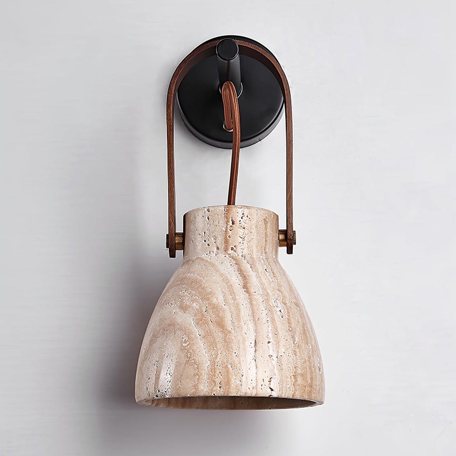 Travertine Lantern Wall Light - Lamp Copper