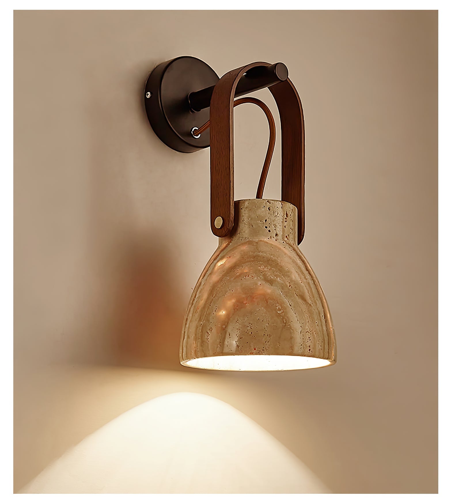 Travertine Lantern Wall Light - Lamp Copper