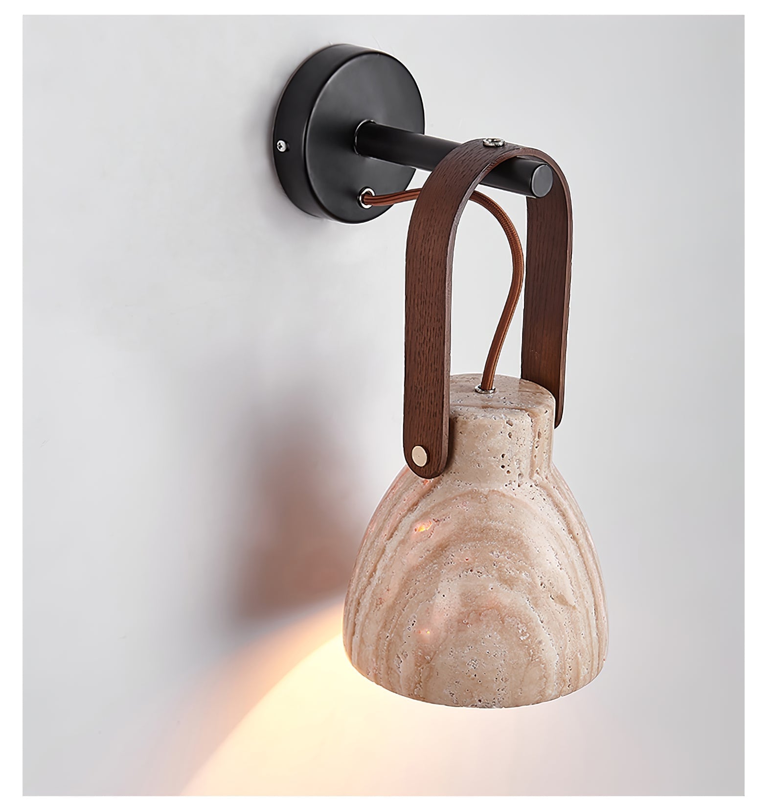 Travertine Lantern Wall Light - Lamp Copper