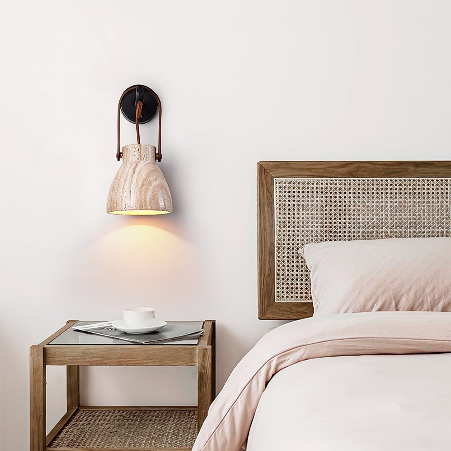 Travertine Lantern Wall Light - Lamp Copper