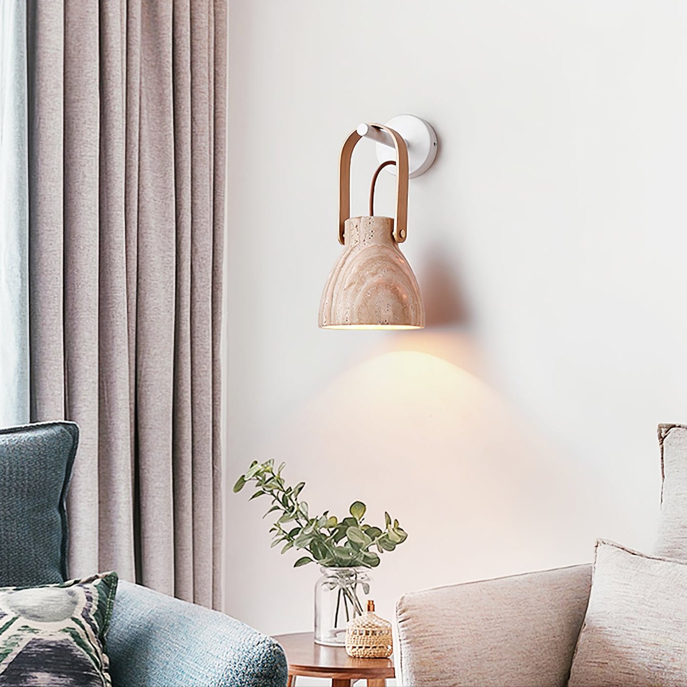 Travertine Lantern Wall Light - Lamp Copper