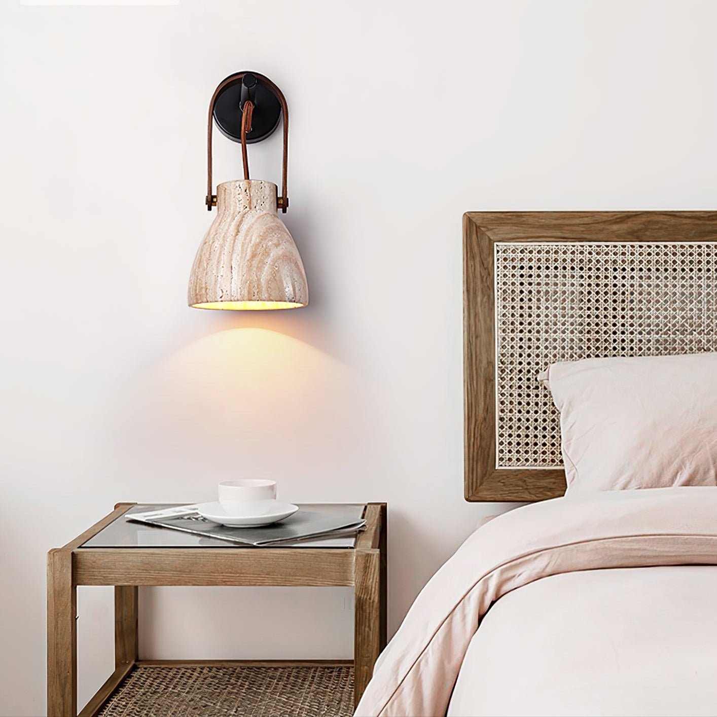 Travertine Lantern Wall Light - Lamp Copper