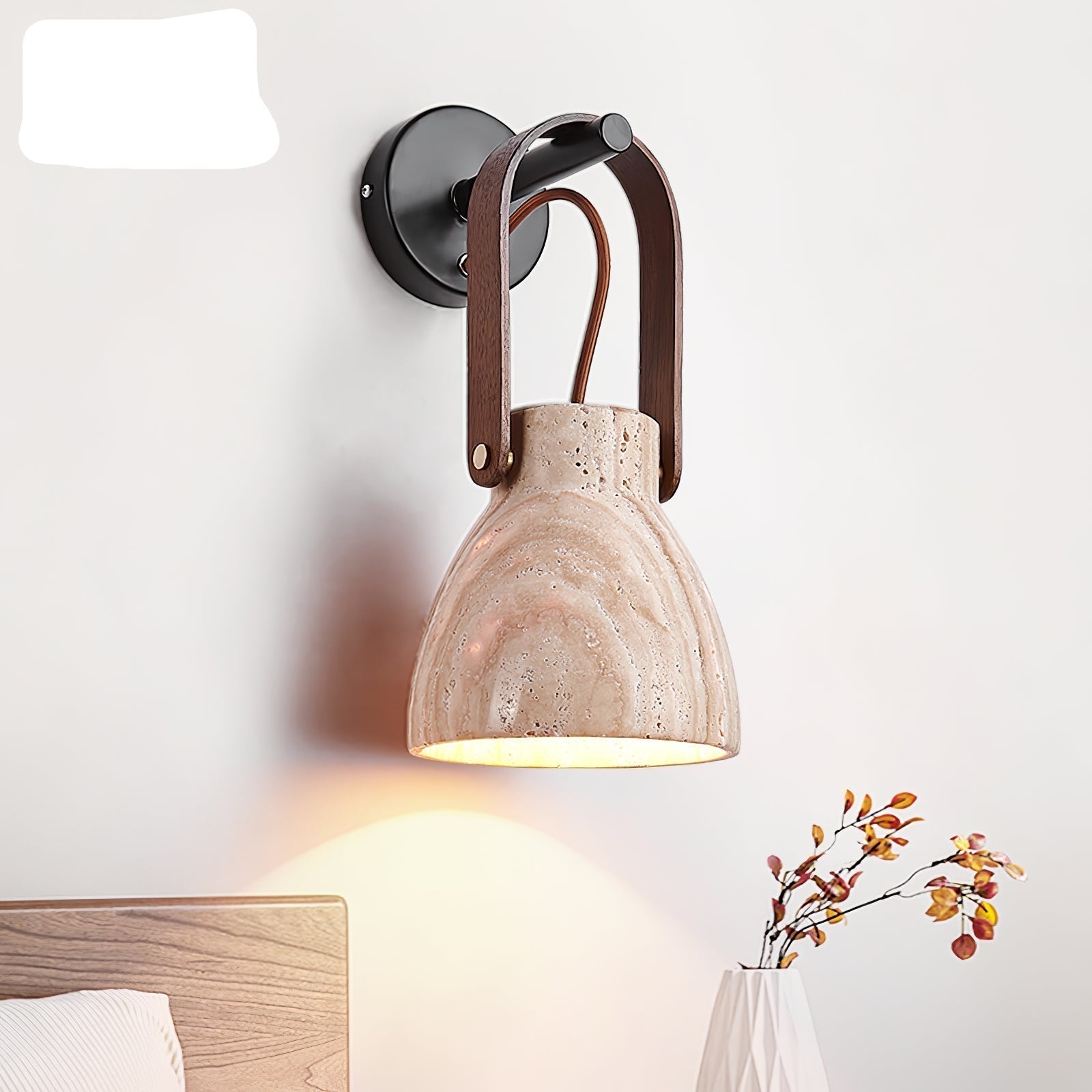 Travertine Lantern Wall Light - Lamp Copper