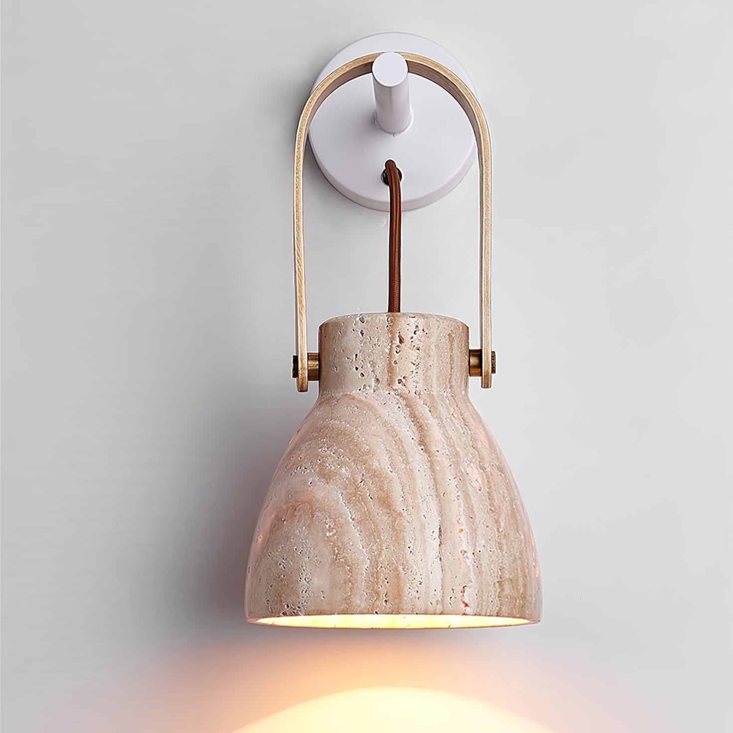 Travertine Lantern Wall Light - Lamp Copper