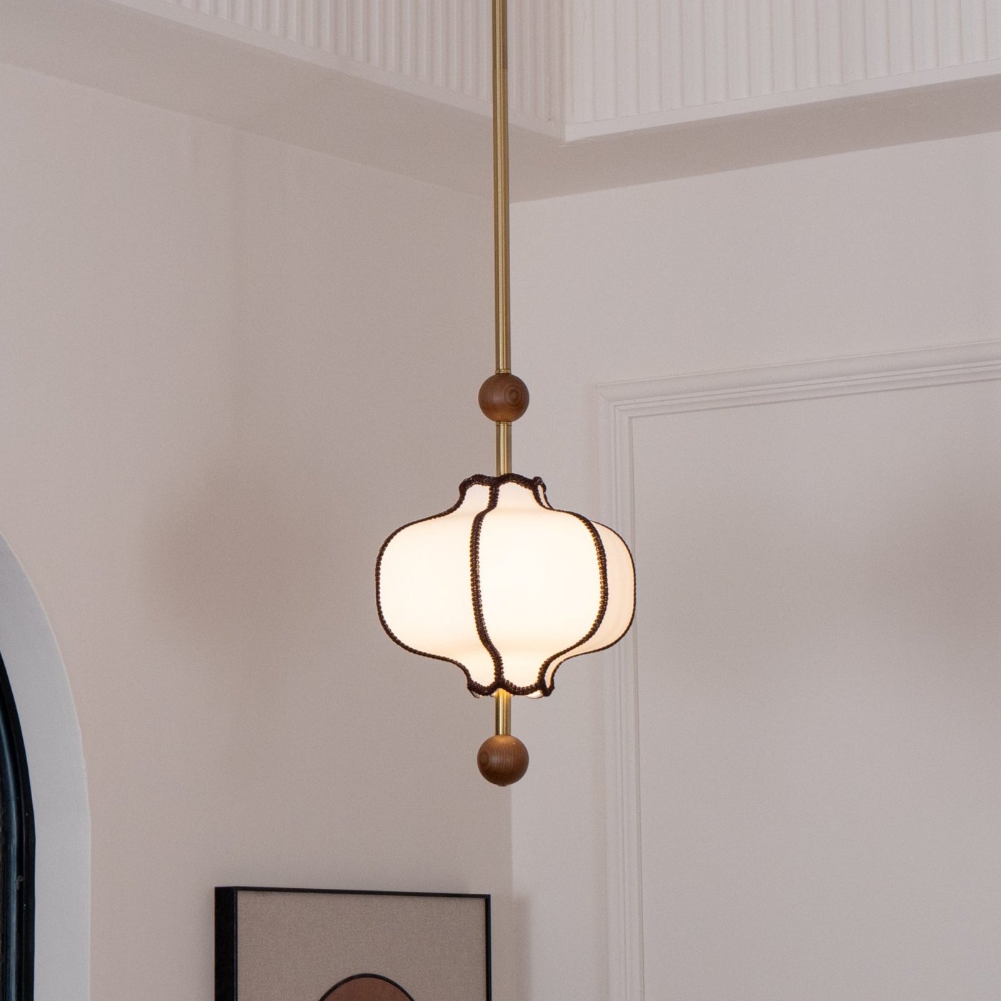 Aura Pendant Light Lantern Fabric - Lamp Copper