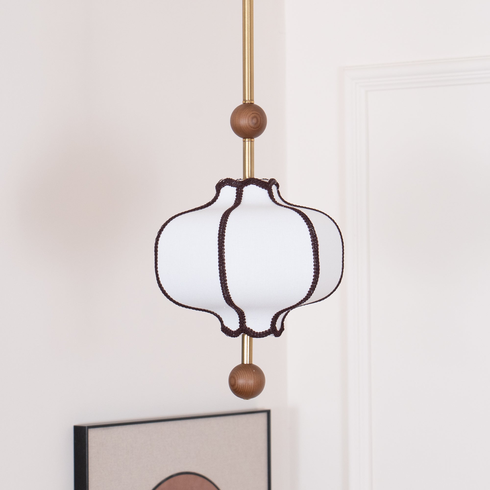 Aura Pendant Light Lantern Fabric - Lamp Copper
