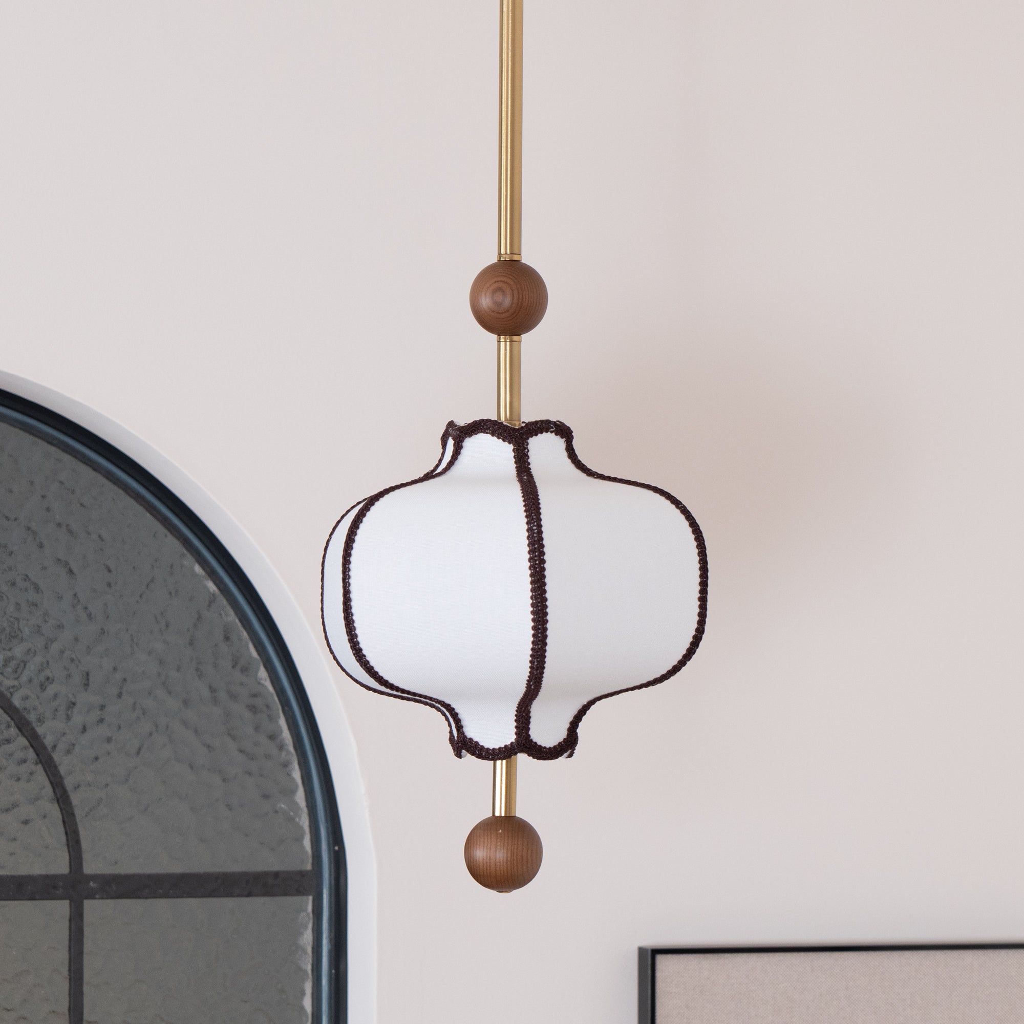 Aura Pendant Light Lantern Fabric - Lamp Copper