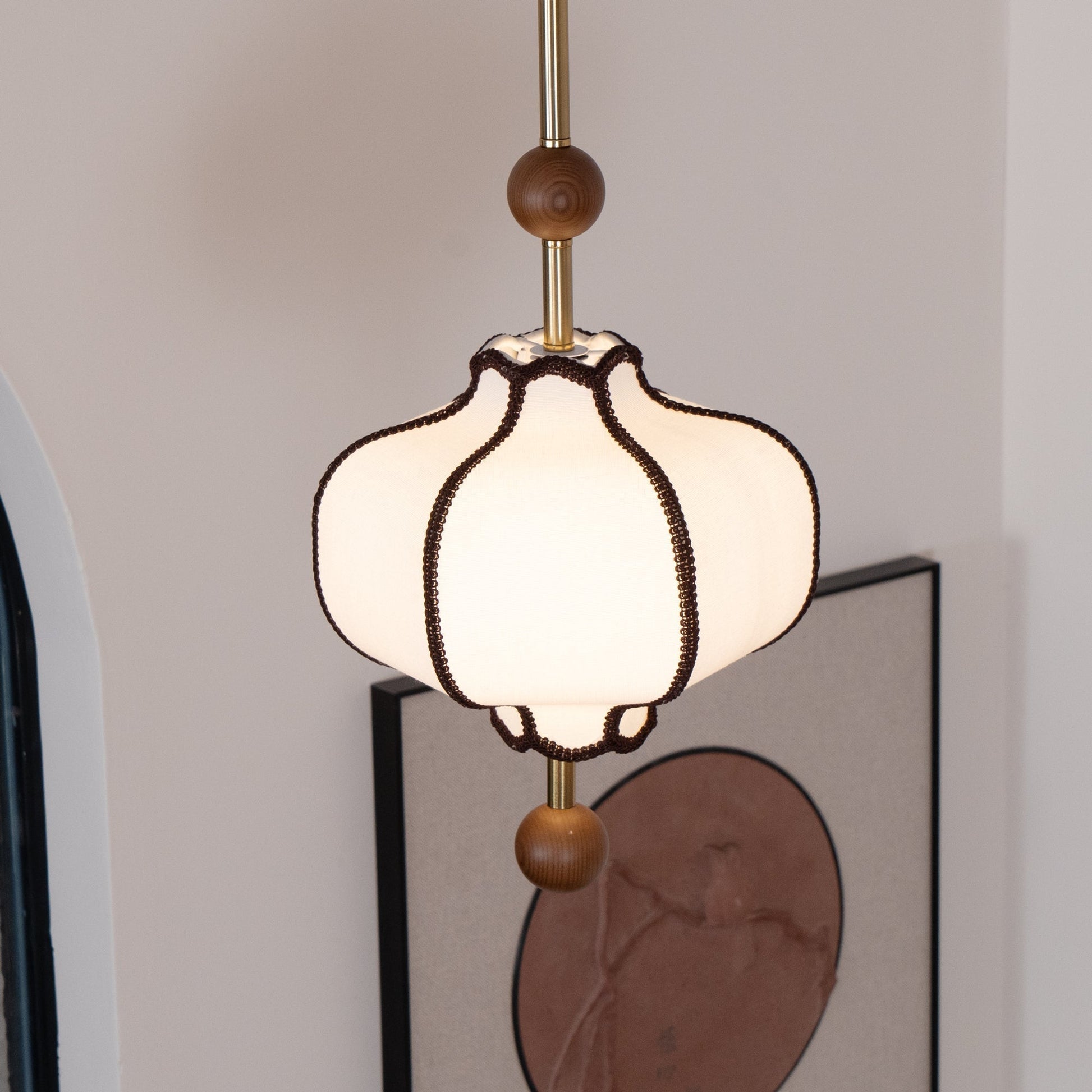 Aura Pendant Light Lantern Fabric - Lamp Copper