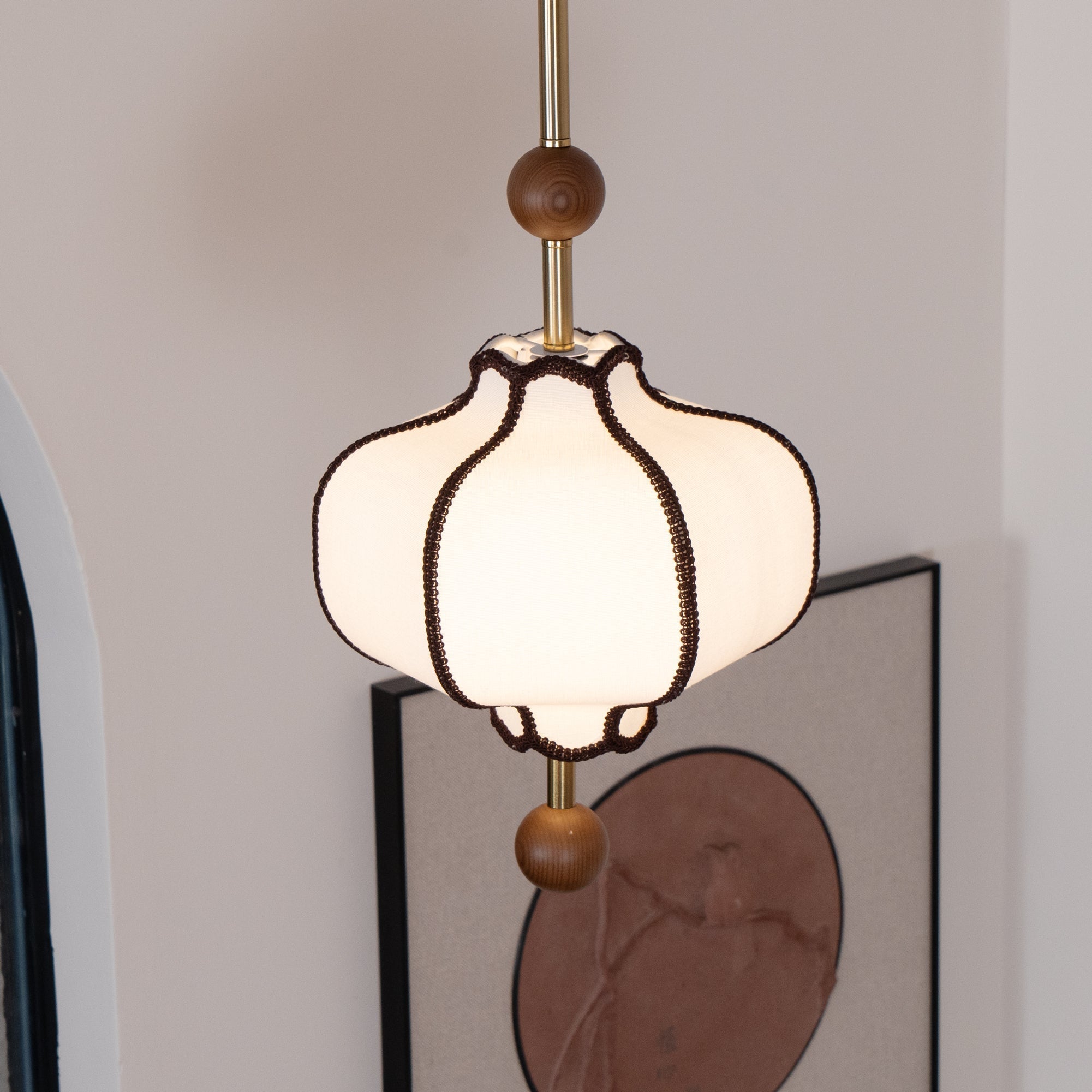 Aura Pendant Light Lantern Fabric - Lamp Copper