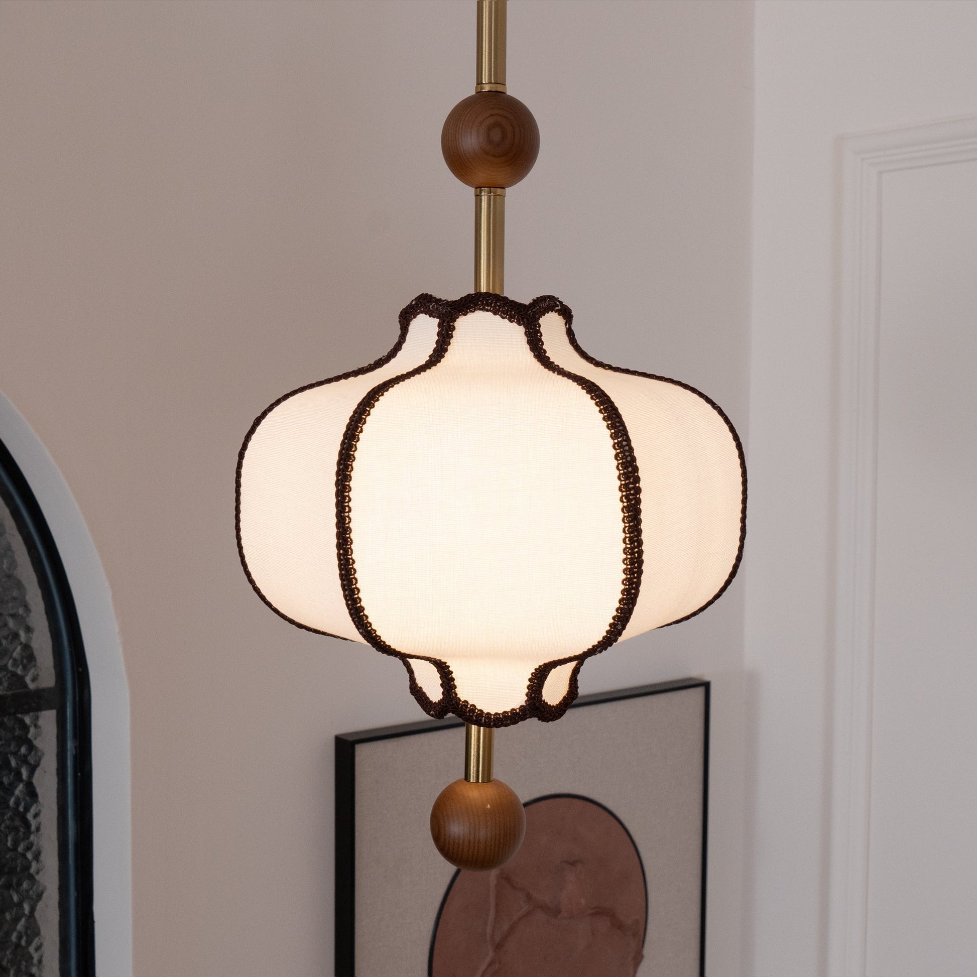 Aura Pendant Light Lantern Fabric - Lamp Copper