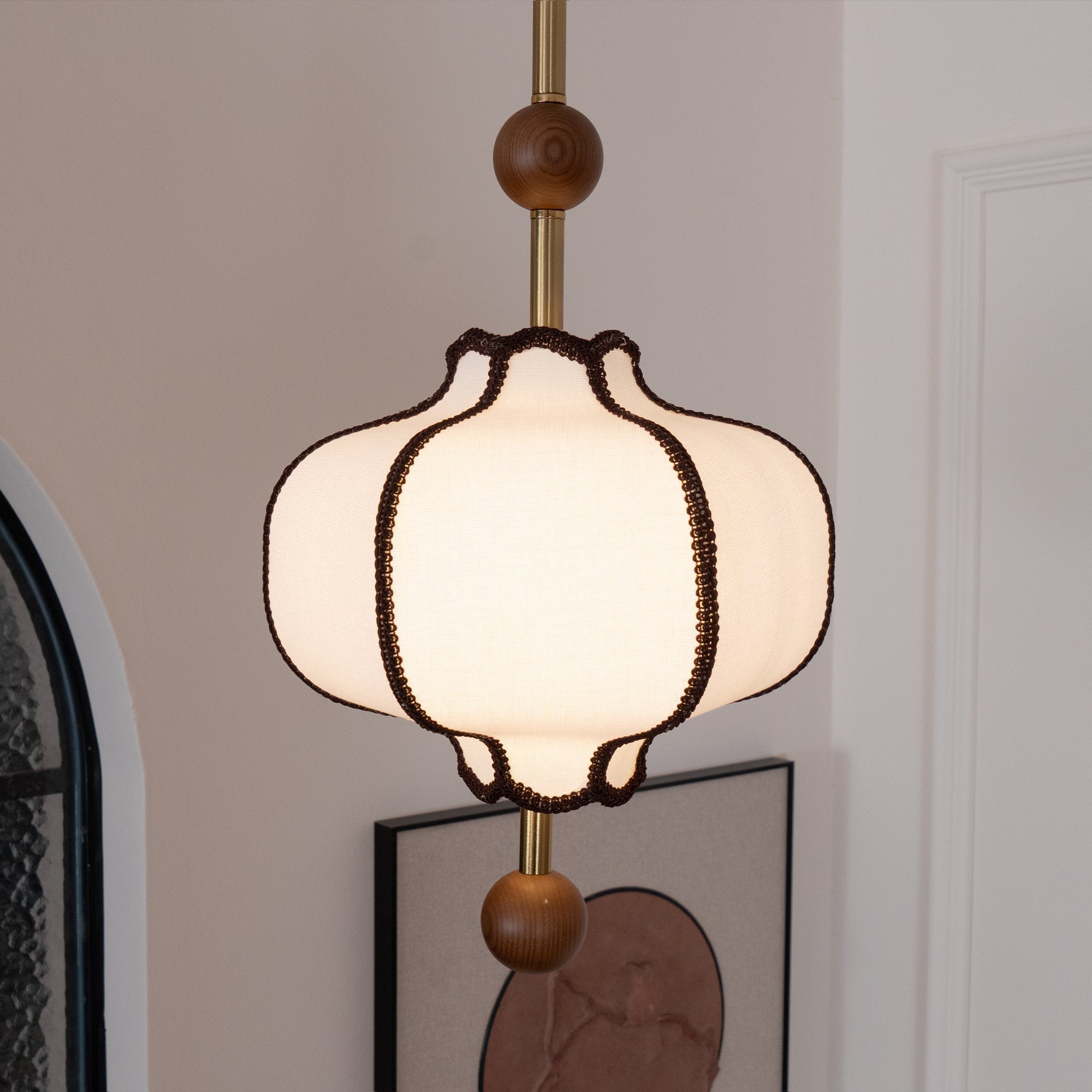 Aura Pendant Light Lantern Fabric - Lamp Copper