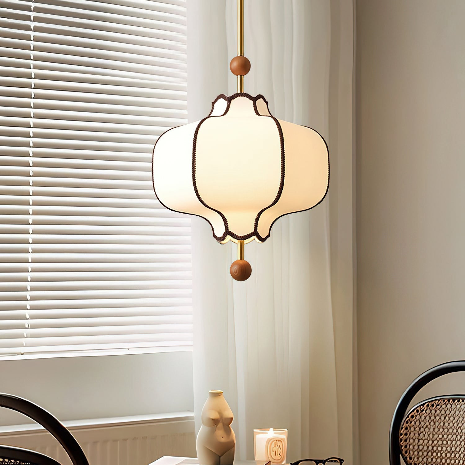 Aura Pendant Light Lantern Fabric - Lamp Copper