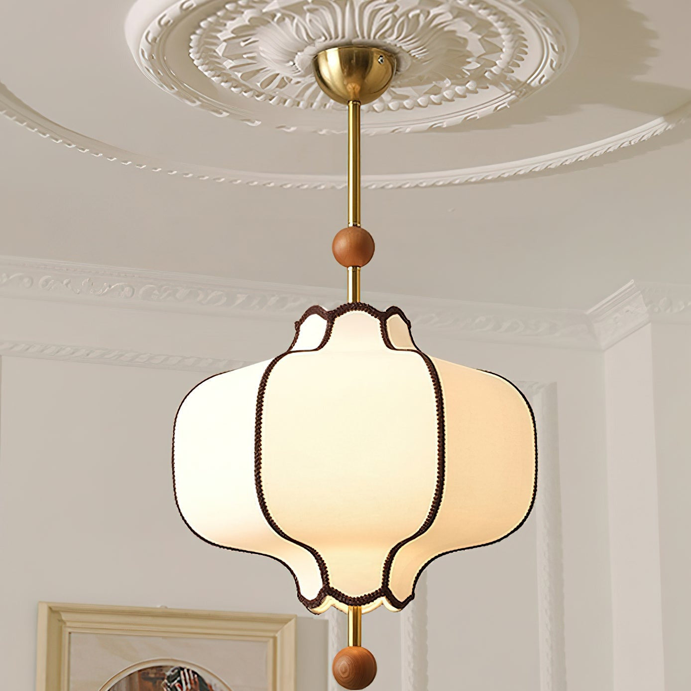 Aura Pendant Light Lantern Fabric - Lamp Copper