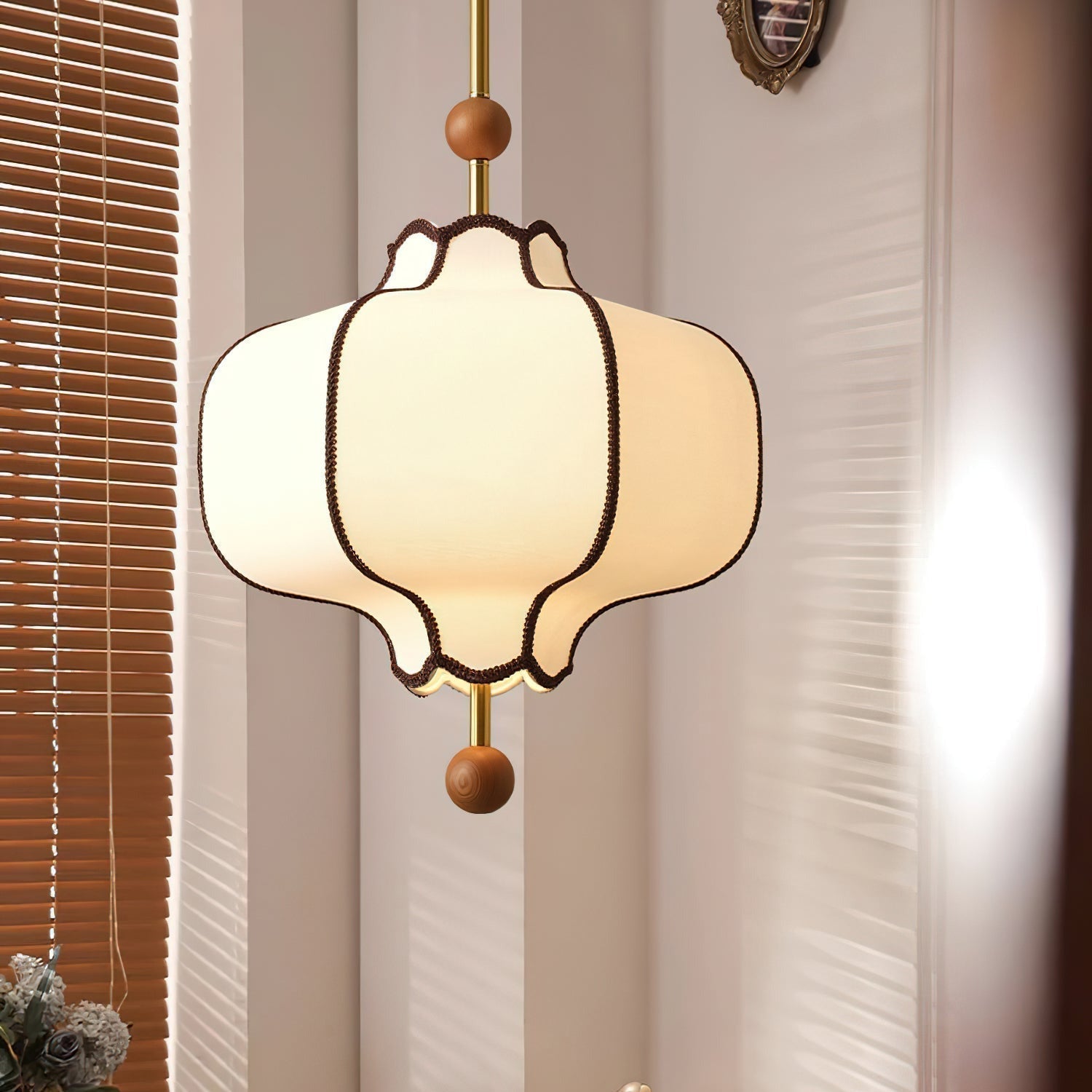 Aura Pendant Light Lantern Fabric - Lamp Copper