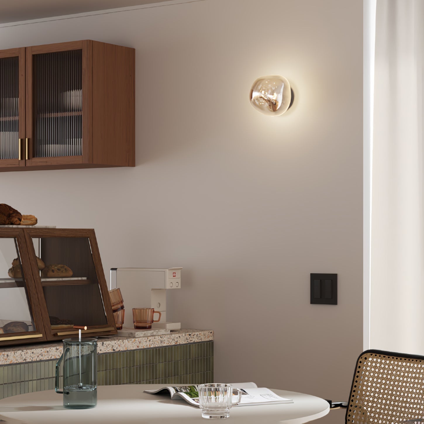 Auden Amber Glass Wall Lamp - Lamp Copper