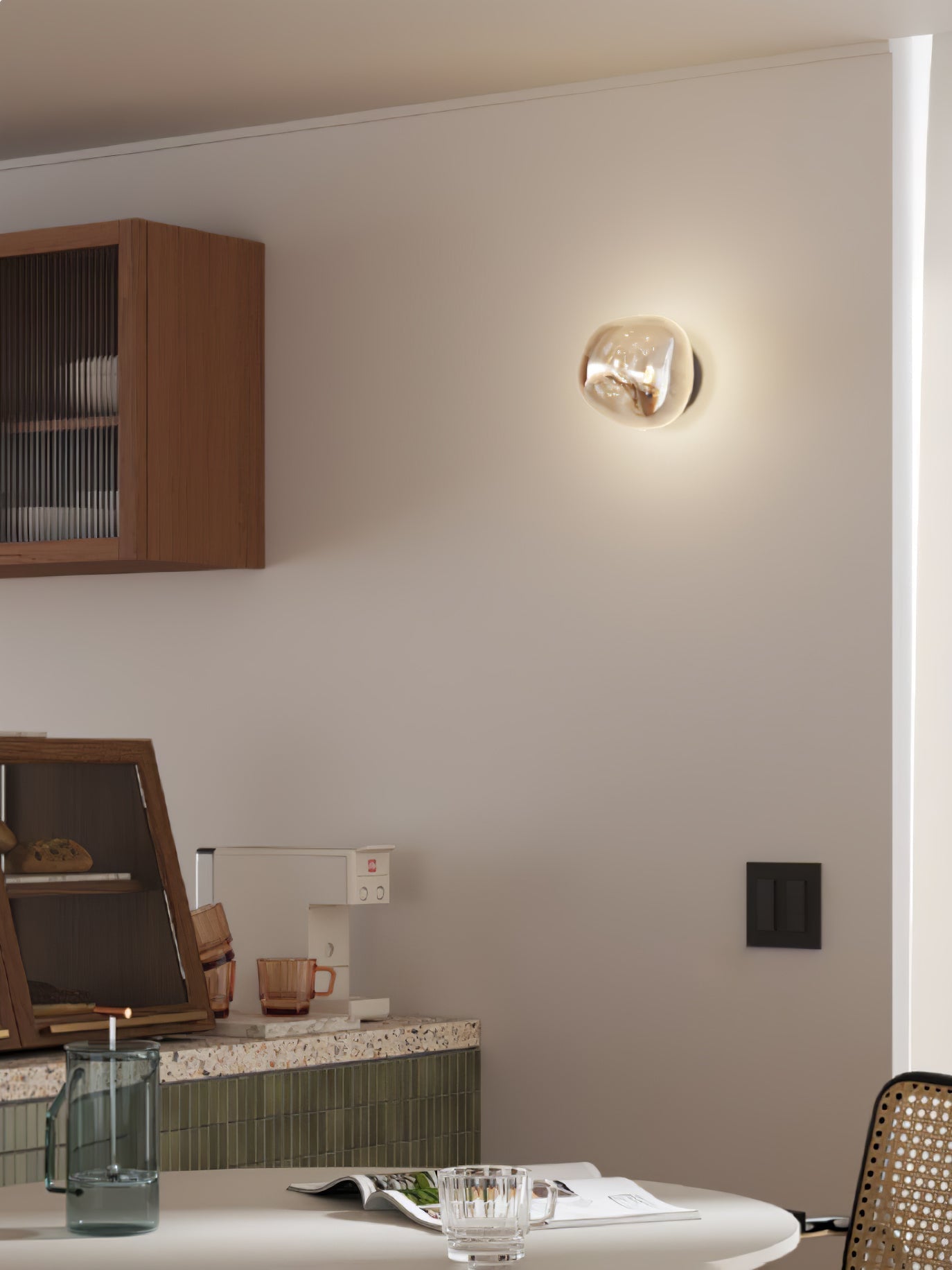Auden Amber Glass Wall Lamp - Lamp Copper